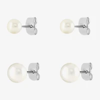 Silver Reflections Womens 2 Pair Earring Set
