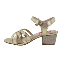 Pop Tulips Little & Big Kid Girls Round Open Toe Block Heel Pumps