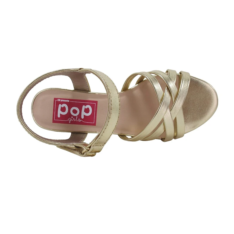 Pop Tulips Little & Big Kid Girls Round Open Toe Block Heel Pumps