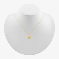 Womens 1/8 CT. T.W. Natural White Diamond 10K Gold Flower 18 Inch Pendant Necklace
