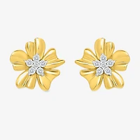 1/8 CT. T.W. Natural White Diamond 10K Gold 11.2mm Flower Stud Earrings