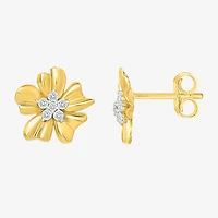 1/8 CT. T.W. Natural White Diamond 10K Gold 11.2mm Flower Stud Earrings