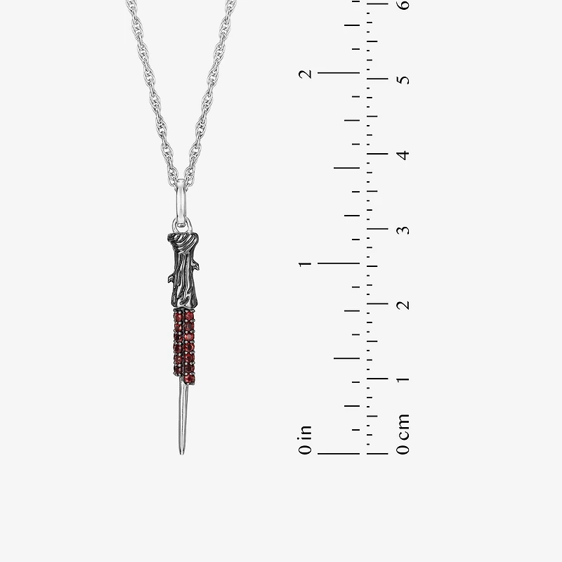 Harry Potter Womens Genuine Red Garnet Sterling Silver 16 Inch Pendant Necklace