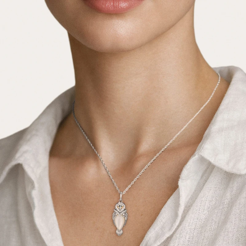Harry Potter (F / Si2) Womens Diamond Accent Genuine White Mother Of Pearl 14K Two Tone Gold Over Silver 16 Inch Pendant Necklace