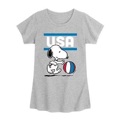 Little & Big Kid Girls Crew Neck Short Sleeve Regular Fit Peanuts Snoopy Graphic T-Shirt