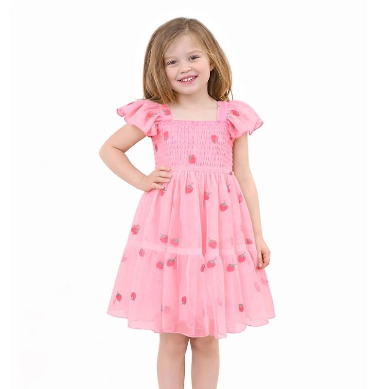 Lilt Little Girls Short Sleeve Flutter A-Line Dress