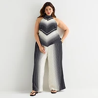 Worthington Womens Plus Wide Leg Mid Rise Pull-On Pant