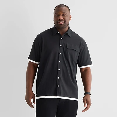 Shaquille O'Neal XLG™ Mens Short Sleeve Regular Fit Big and Tall Button-Down Shirt