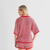 Forever 21 Womens Juniors Elbow Sleeve Polo Shirt