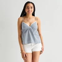 Arizona Womens Juniors V Neck Sleeveless Tank Top