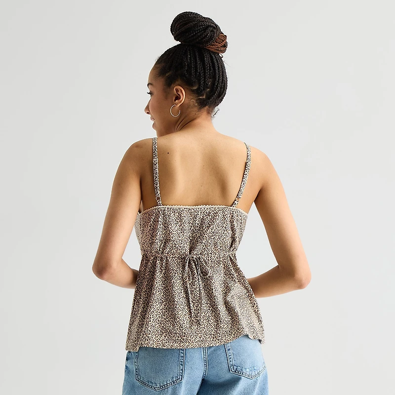 Arizona Womens Juniors Sleeveless Babydoll Top