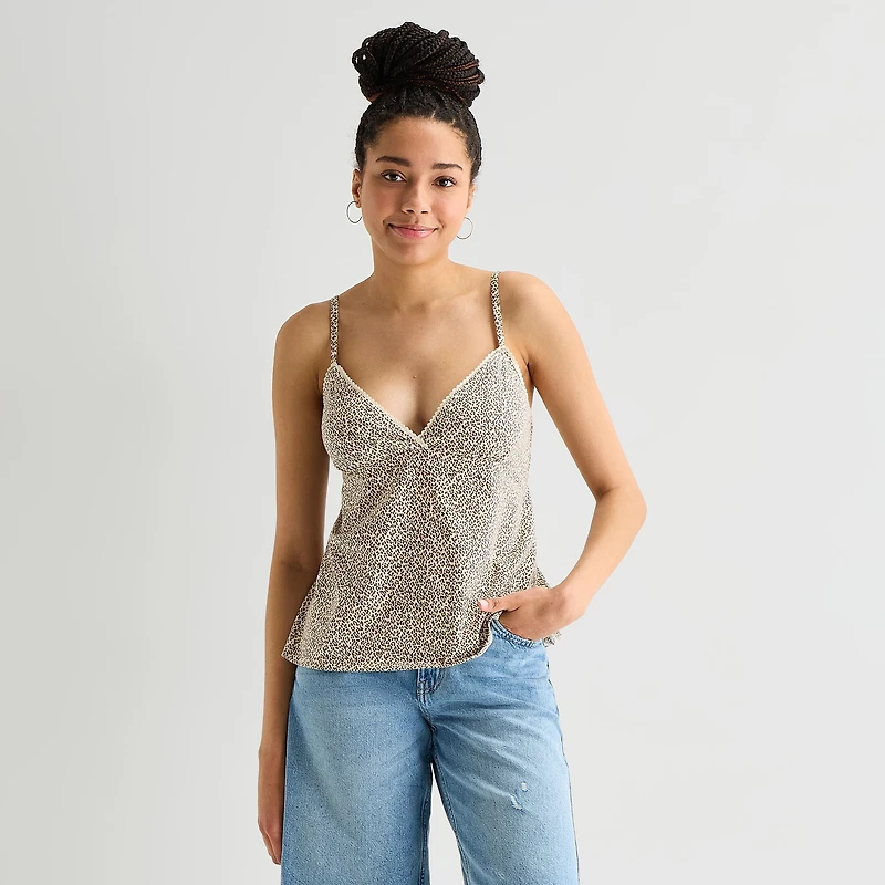 Arizona Womens Juniors Sleeveless Babydoll Top