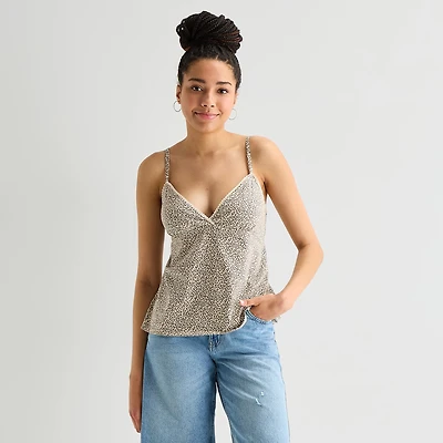 Arizona Womens Juniors Sleeveless Babydoll Top