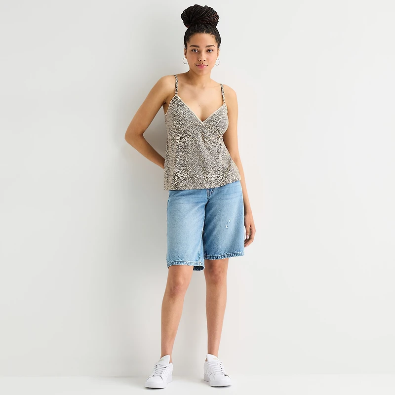 Arizona Womens Juniors Sleeveless Babydoll Top