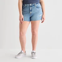 Arizona Womens 3 1/2" High Rise Juniors Plus Denim Short
