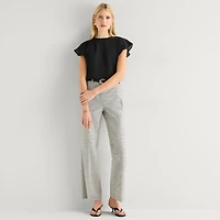 Worthington Womens Petite Crew Neck Short Sleeve Blouse