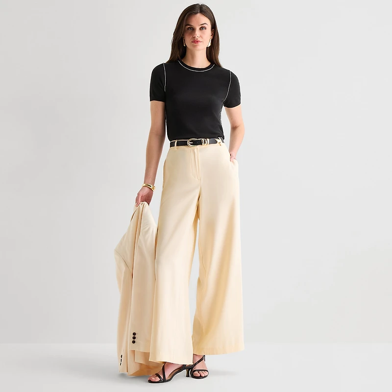 Worthington Womens Wide Leg High Rise Trouser