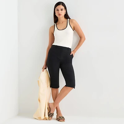 Worthington Womens Cinched High Rise Capri Pant