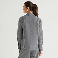 Worthington Womens Cuffed Long Sleeve Relaxed Fit Button-Down Shirt