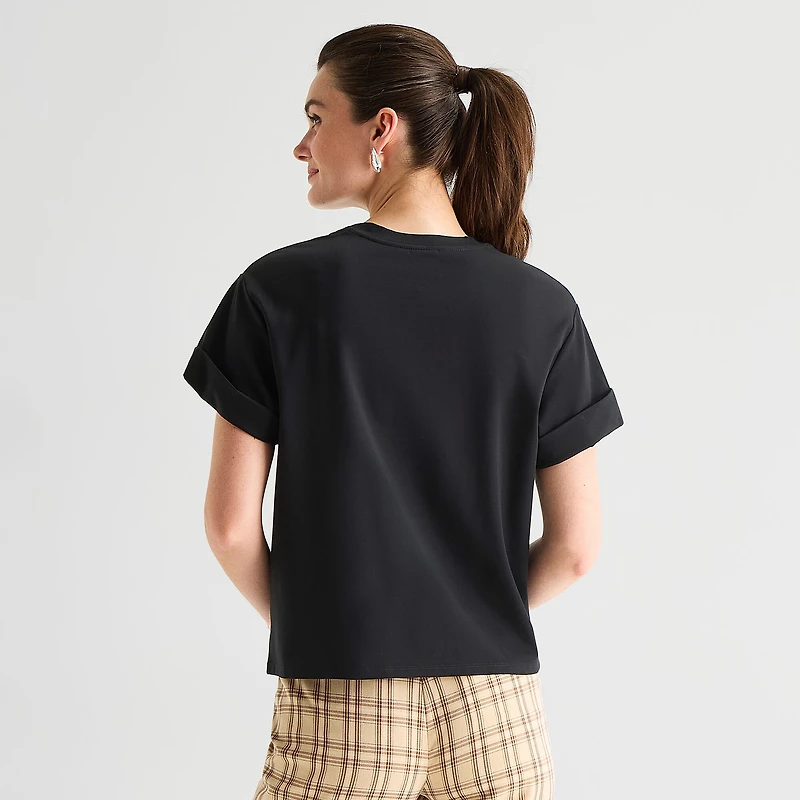 Worthington Womens Crew Neck Short Sleeve T-Shirt