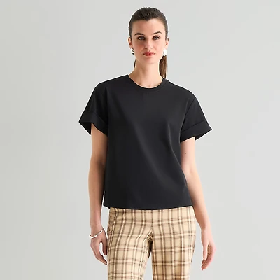 Worthington Womens Crew Neck Short Sleeve T-Shirt