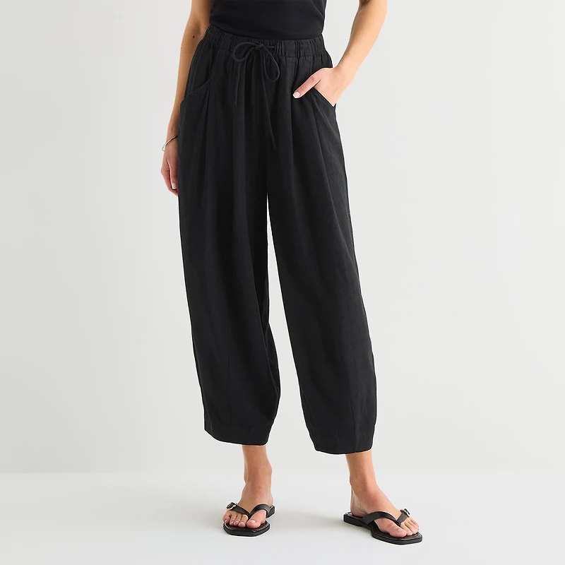 a.n.a Womens Linen Ankle Balloon Pant