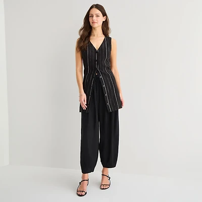 a.n.a Womens Linen Ankle Balloon Pant