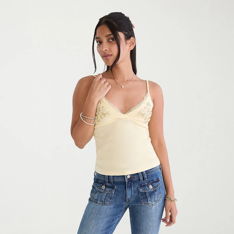 AEROPOSTALE Womens Juniors V Neck Sleeveless Camisole