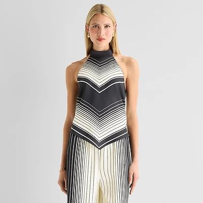 Worthington Womens Sleeveless Mock Neck Top