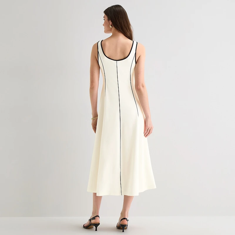 Worthington Womens Midi Square Neck Sleeveless Fit + Flare Dress
