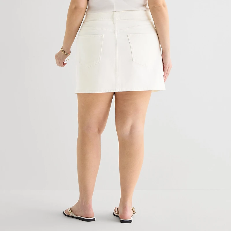 a.n.a Womens Plus Mid Rise Mini Denim Skirt