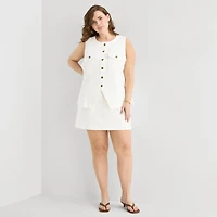 a.n.a Womens Plus Mid Rise Mini Denim Skirt