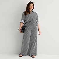 Worthington Womens Plus Cuffed Long Sleeve Relaxed Fit Button-Down Shirt