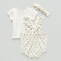 Baby Girls 3-pc. Winnie The Pooh Shortall Set