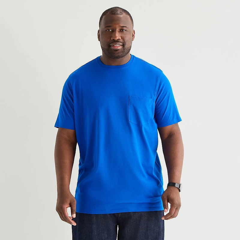 St. John's Bay Super Soft Pocket Mens Crew Neck Short Sleeve Quick Dry Stretch Fabric Big and Tall T-Shirt