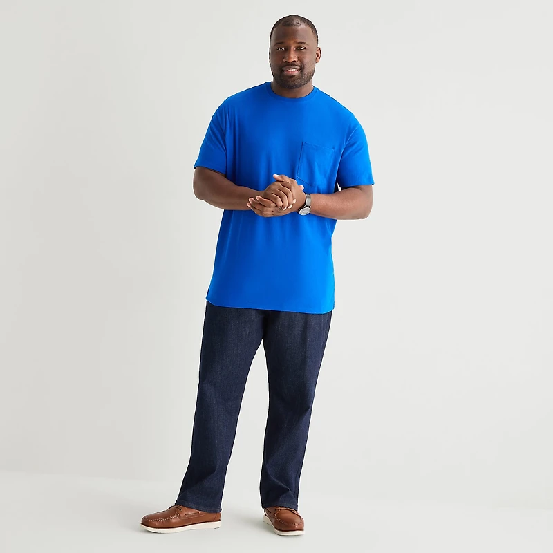 St. John's Bay Super Soft Pocket Mens Crew Neck Short Sleeve Quick Dry Stretch Fabric Big and Tall T-Shirt