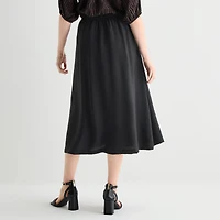 Liz Claiborne Womens High Rise Midi A-Line Skirt
