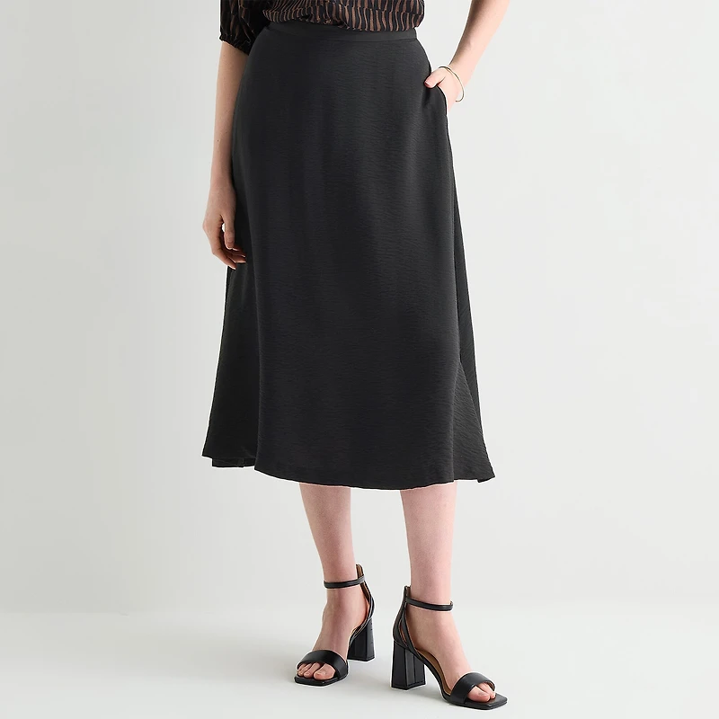 Liz Claiborne Womens High Rise Midi A-Line Skirt