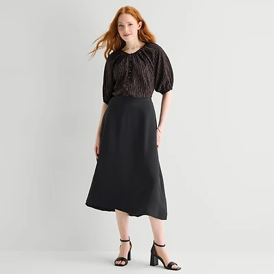 Liz Claiborne Womens Midi A-Line Skirt