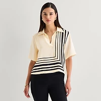 Worthington Womens Short Sleeve Camp Shirt