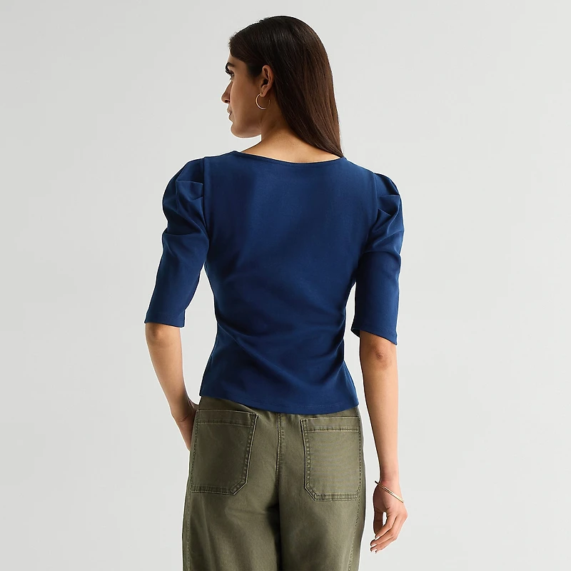 St. John's Bay Womens Crew Neck 3/4 Sleeve Blouse