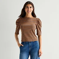 St. John's Bay Womens Crew Neck 3/4 Sleeve Blouse