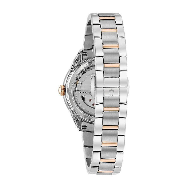 Bulova Sutton Womens Automatic Two Tone Bracelet Watch 98p170