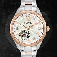Bulova Sutton Womens Automatic Two Tone Bracelet Watch 98p170