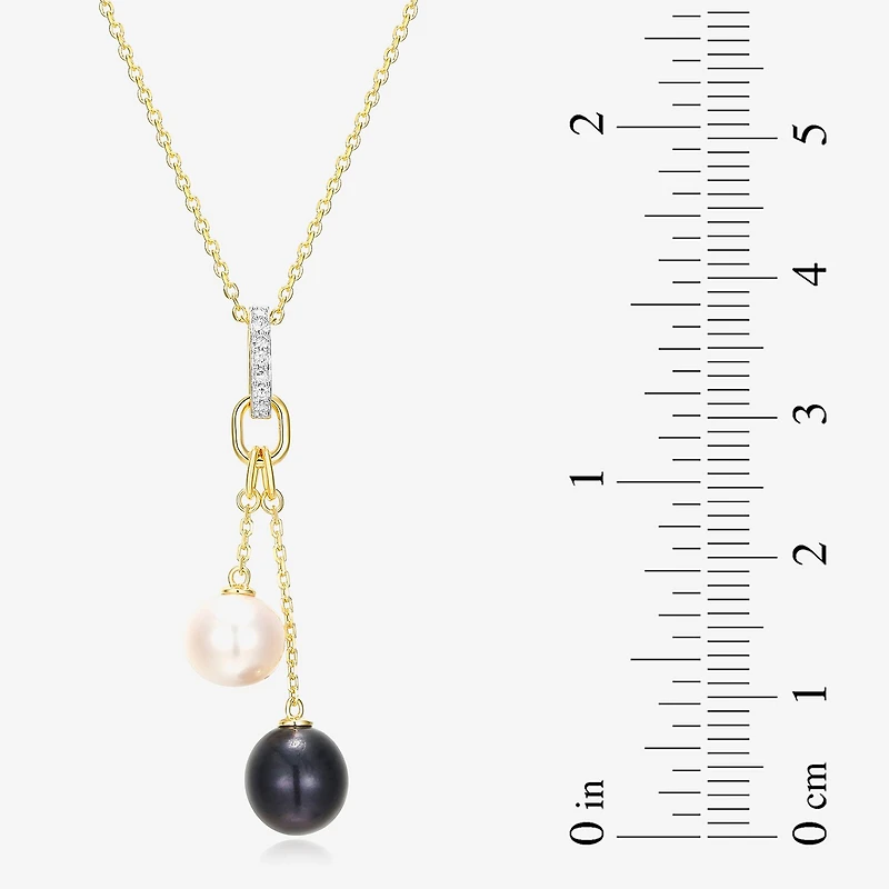 Womens White Cultured Freshwater Pearl 18K Gold Over Silver 18 Inch Pendant Necklace