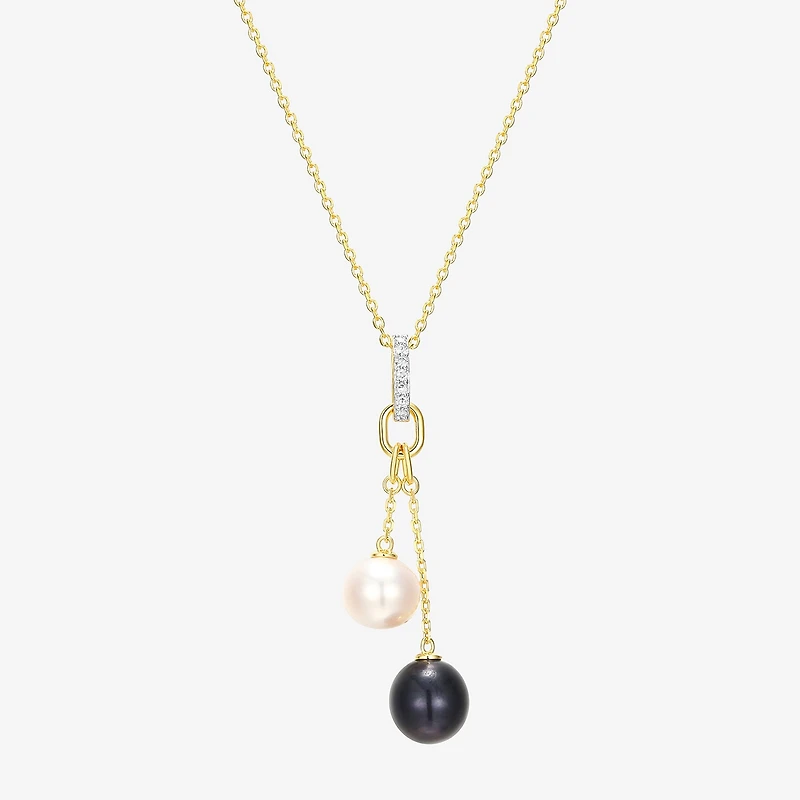 Womens White Cultured Freshwater Pearl 18K Gold Over Silver 18 Inch Pendant Necklace