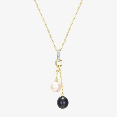 Womens White Cultured Freshwater Pearl 18K Gold Over Silver 18 Inch Pendant Necklace
