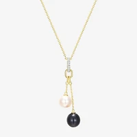 Womens White Cultured Freshwater Pearl 18K Gold Over Silver 18 Inch Pendant Necklace