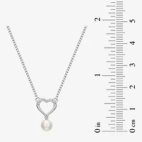 Womens White Cultured Freshwater Pearl Sterling Silver Heart 2-pc. Jewelry Set