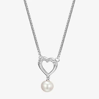 Womens White Cultured Freshwater Pearl Sterling Silver Heart 2-pc. Jewelry Set